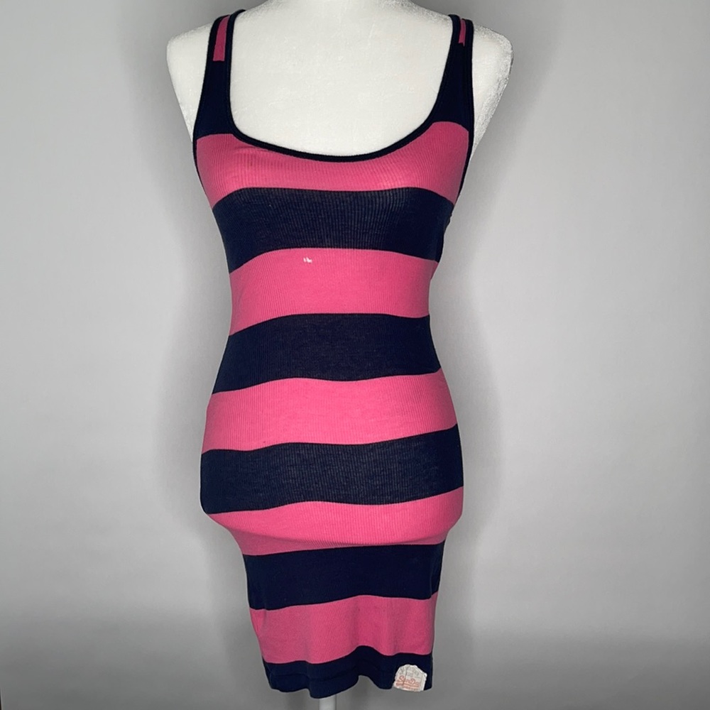 SuperDry Dresses striped bodycon pink navy blue